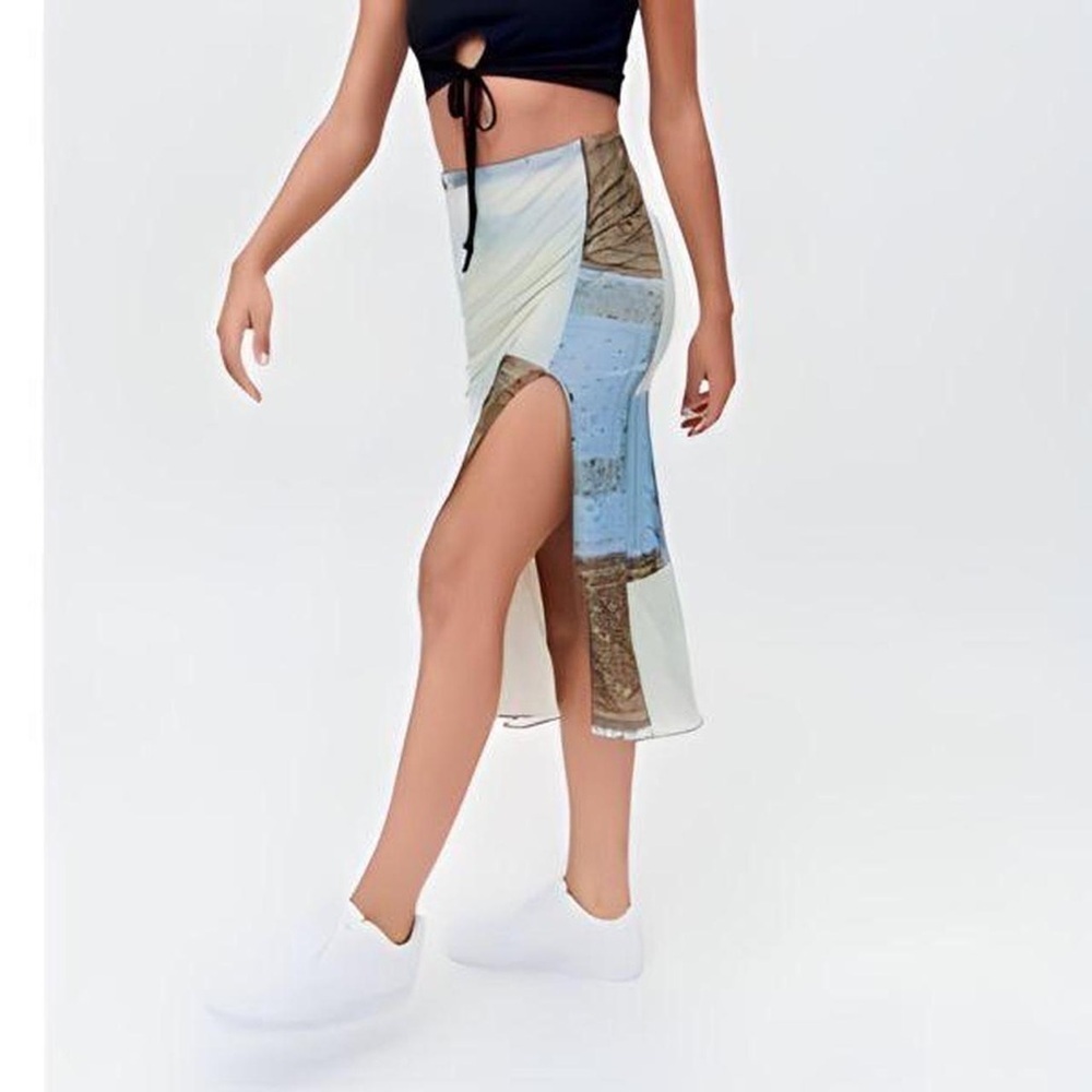 Urban Outfitters Frankie Mesh Midi Skirt Patchwork Small - Picture 3 of 10